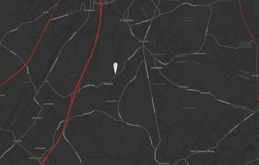 Kaart met de ligging van Toma Maté aan de Steenweg op Ukkel in Beersel